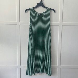 Old Navy Green and White Striped Midi Dress